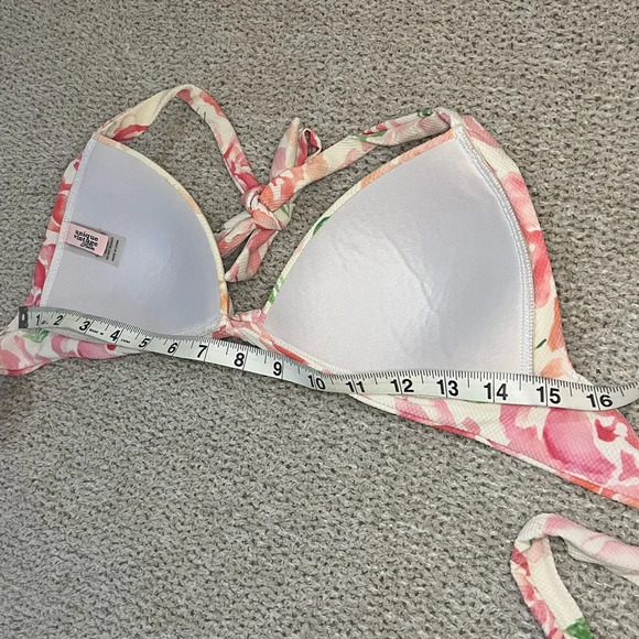 Unique Vintage bikini swim top halter retro‎ padded floral pink and white size M - Picture 8 of 8